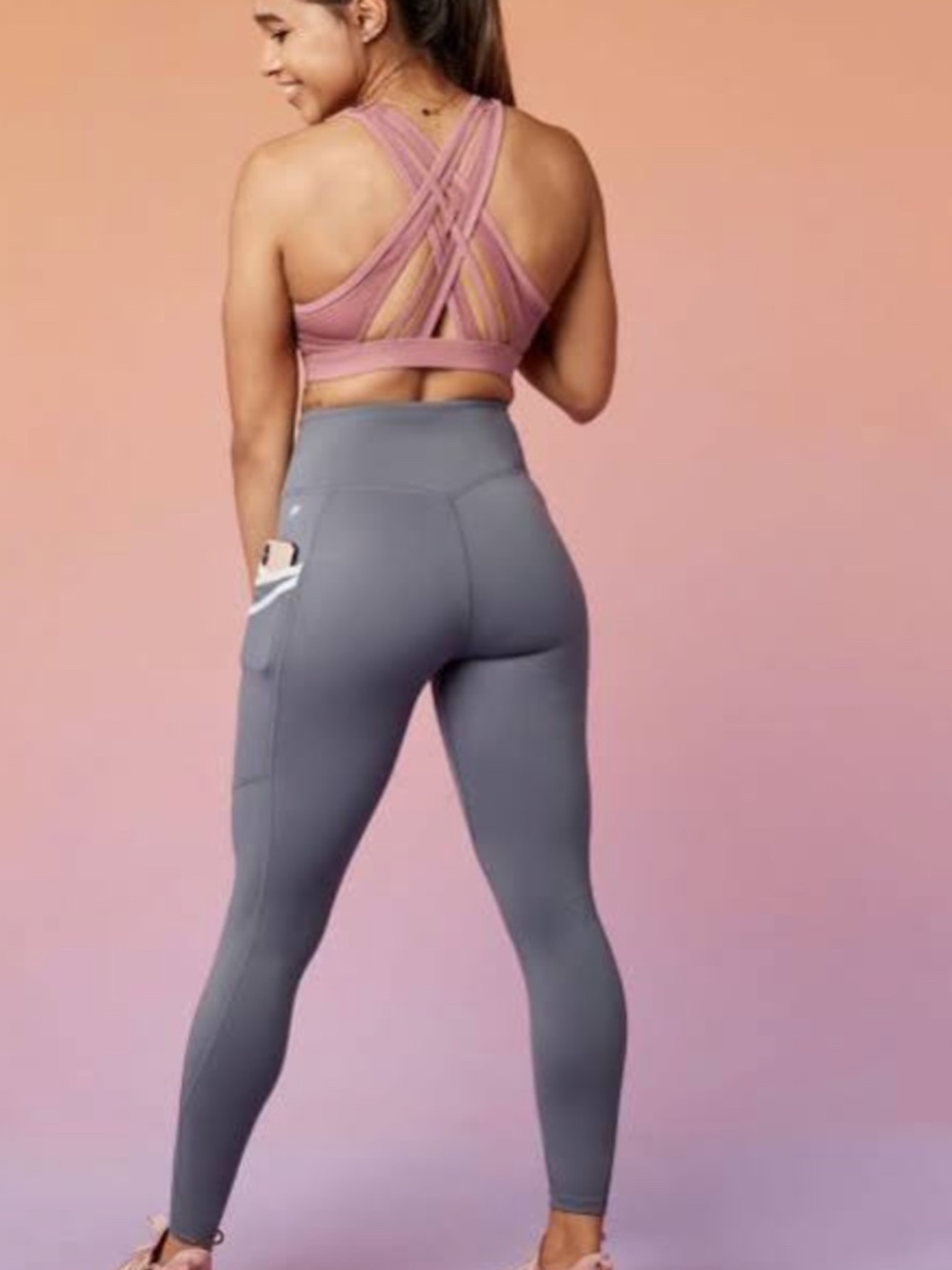 Fabletics Trinity Motion365 High-Waisted Pocket Leggings XXS Gray Regular